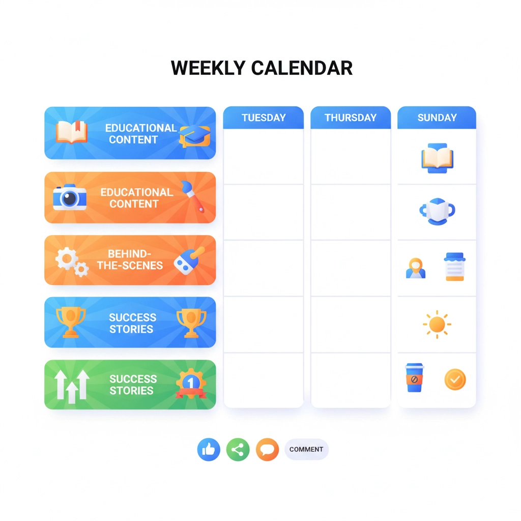 Content calendar showing consistent brand posting schedule for a Chattanooga small business marketing strategy