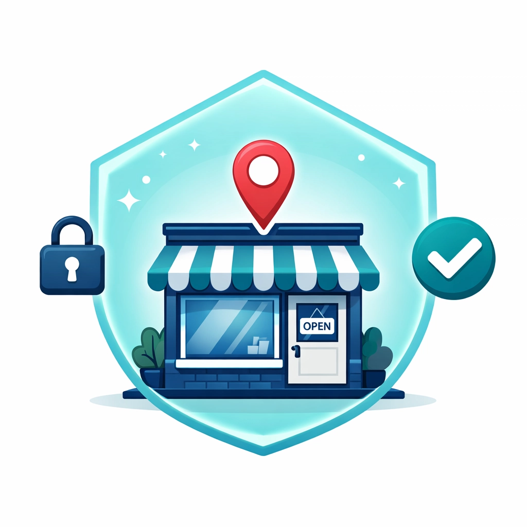 Digital shield protecting a Chattanooga storefront's local SEO and Google Maps ranking.